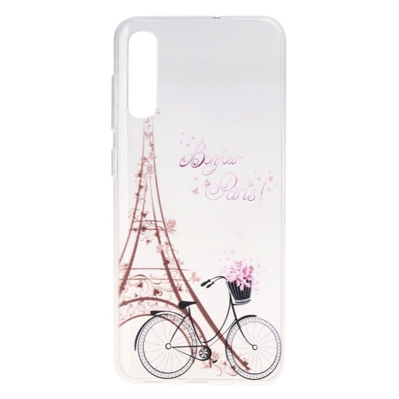 Hülle Samsung Galaxy A50 Handyhülle Transparent Hallo Paris