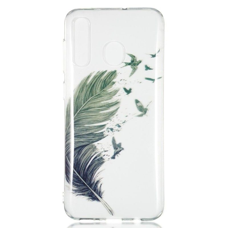 Hülle Samsung Galaxy A50 Handyhülle Transparente Farbige Feder