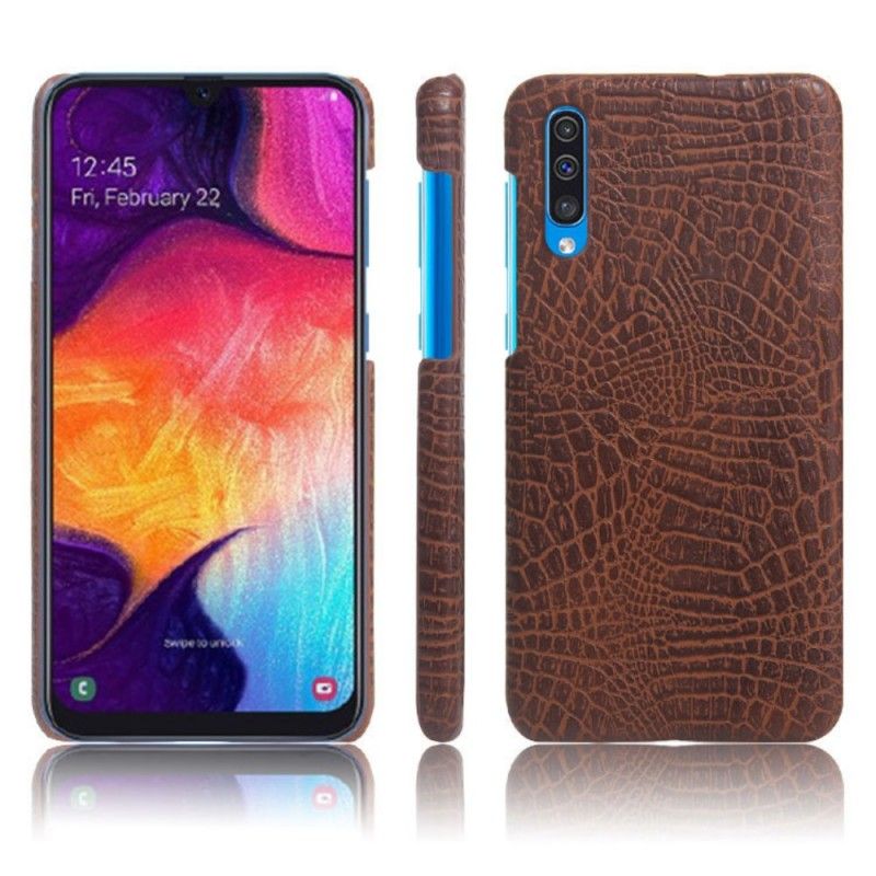 Hülle Samsung Galaxy A50 Orange Krokodilhauteffekt