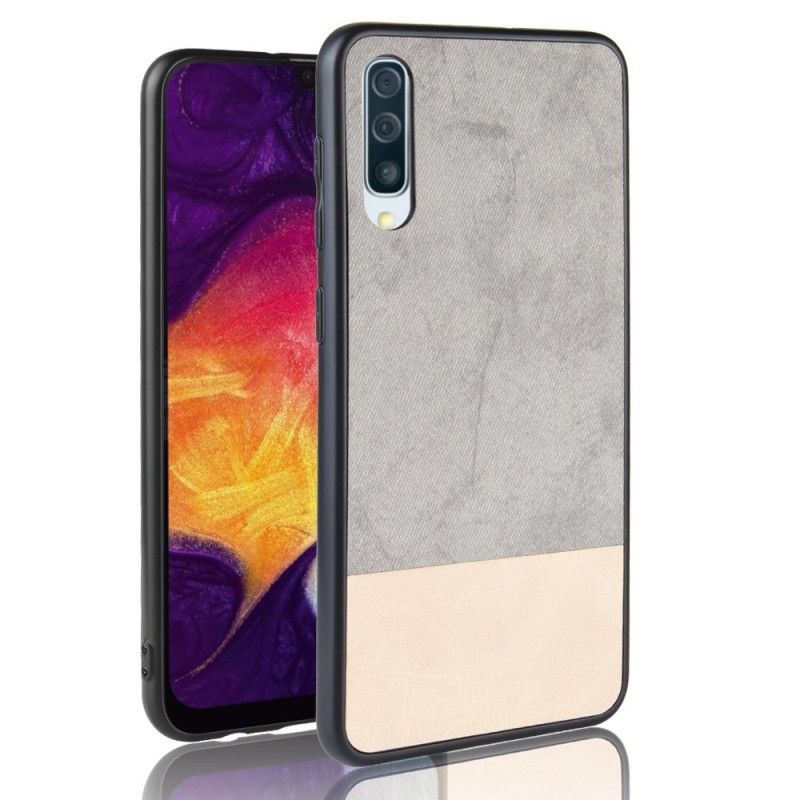 Hülle Samsung Galaxy A50 Schwarz Zweifarbiges Kunstleder