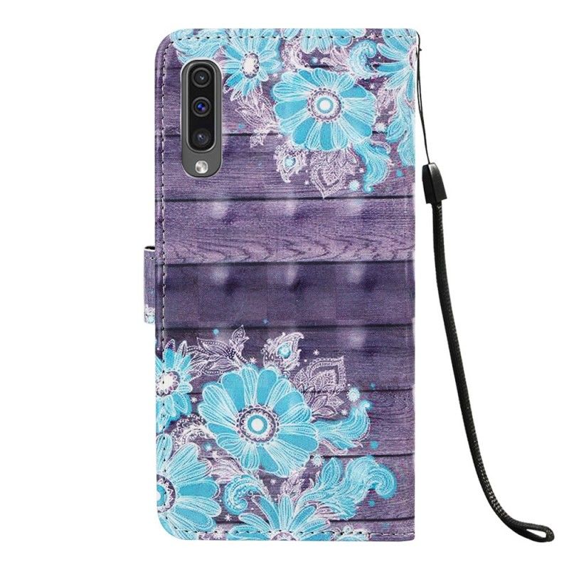 Lederhüllen Samsung Galaxy A50 Blaue Blüten