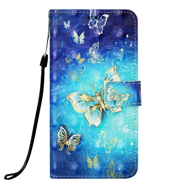 Lederhüllen Samsung Galaxy A50 Handyhülle Goldene Schmetterlinge