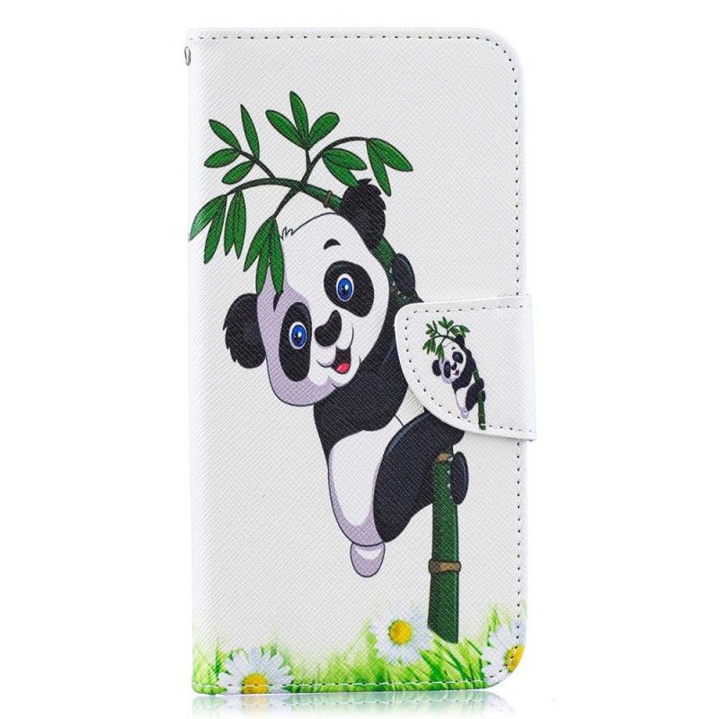Lederhüllen Samsung Galaxy A50 Panda Auf Bambus