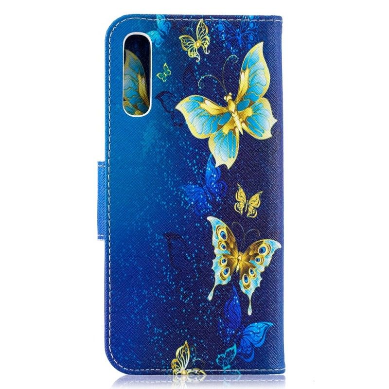 Lederhüllen Samsung Galaxy A50 Pink Goldene Schmetterlinge