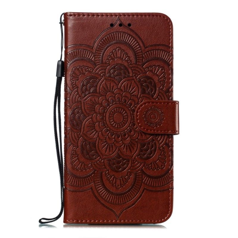Lederhüllen Samsung Galaxy A50 Schwarz Volles Mandala