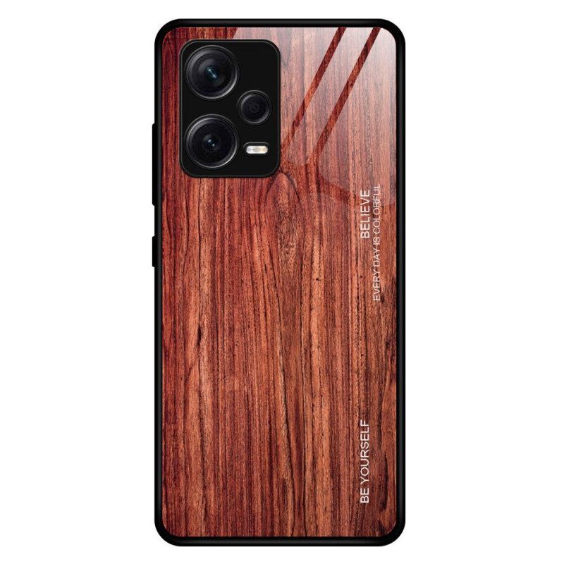 Handyhülle Für Xiaomi Redmi Note 12 Pro Plus Holzdesign Aus Gehärtetem Glas