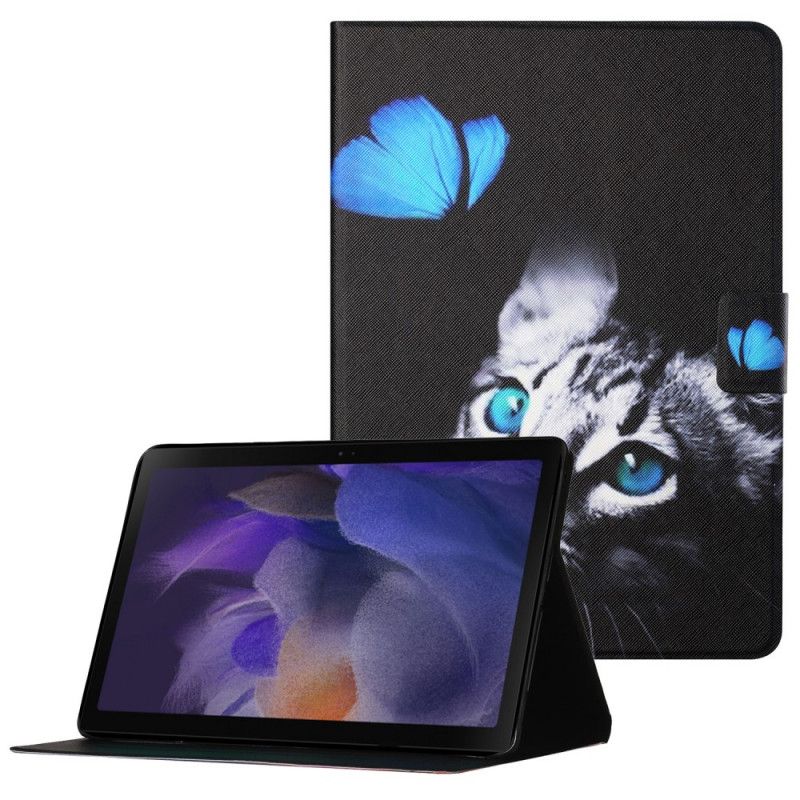 Lederhüllen Samsung Galaxy Tab A8 (2021) Blaue Katze Und Schmetterling