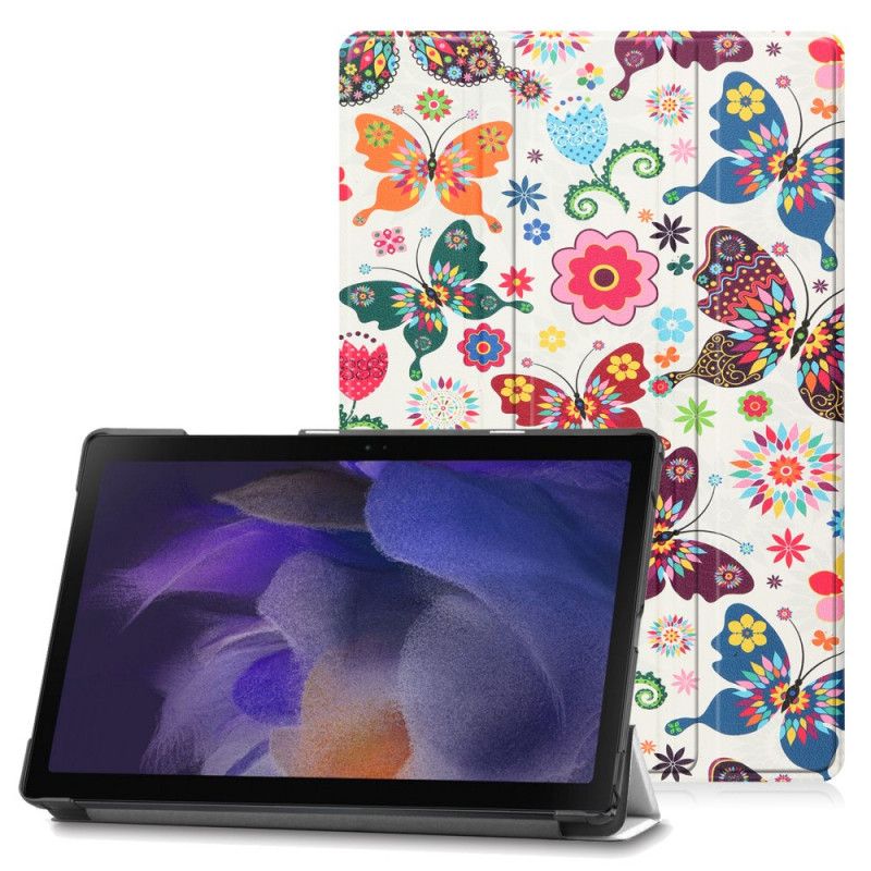 Smart Case Samsung Galaxy Tab A8 (2021) Verstärkte Schmetterlinge Und Blumen