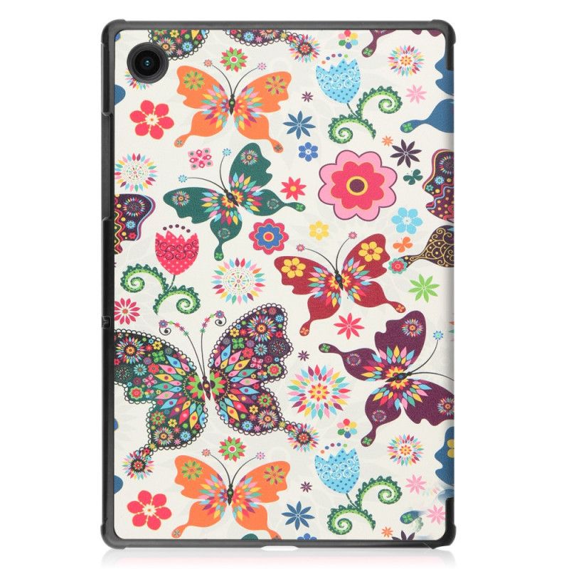 Smart Case Samsung Galaxy Tab A8 (2021) Verstärkte Schmetterlinge Und Blumen