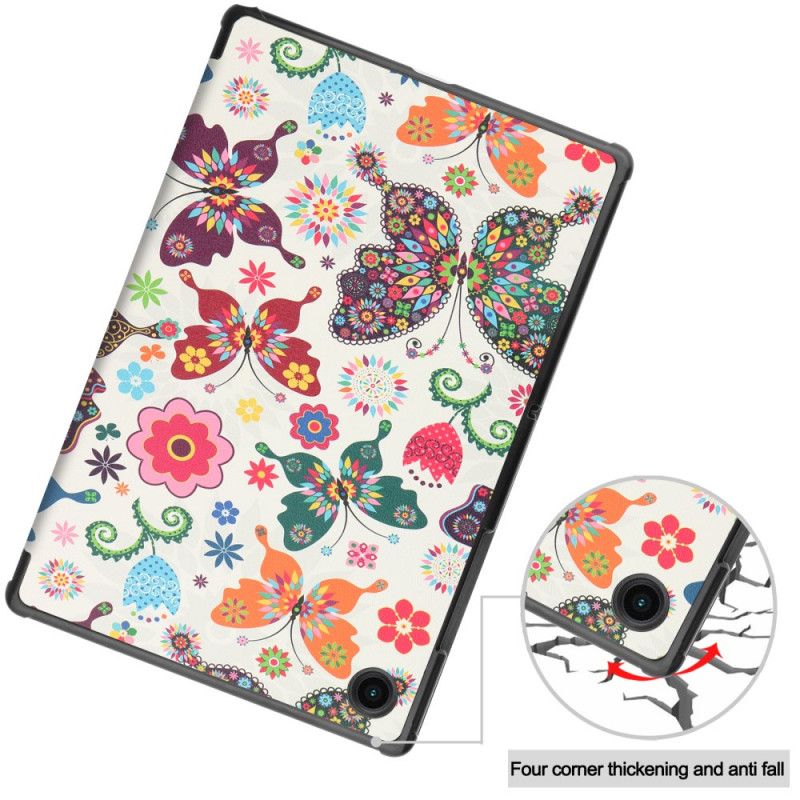 Smart Case Samsung Galaxy Tab A8 (2021) Verstärkte Schmetterlinge Und Blumen