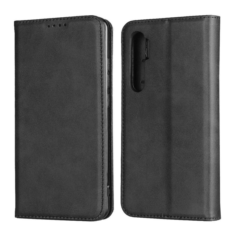 Flip Case Für Xiaomi Mi Note 10 Lite Schwarz Elegantes Spaltleder