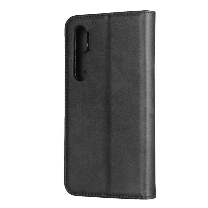 Flip Case Für Xiaomi Mi Note 10 Lite Schwarz Elegantes Spaltleder