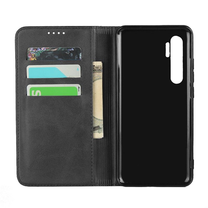 Flip Case Für Xiaomi Mi Note 10 Lite Schwarz Elegantes Spaltleder