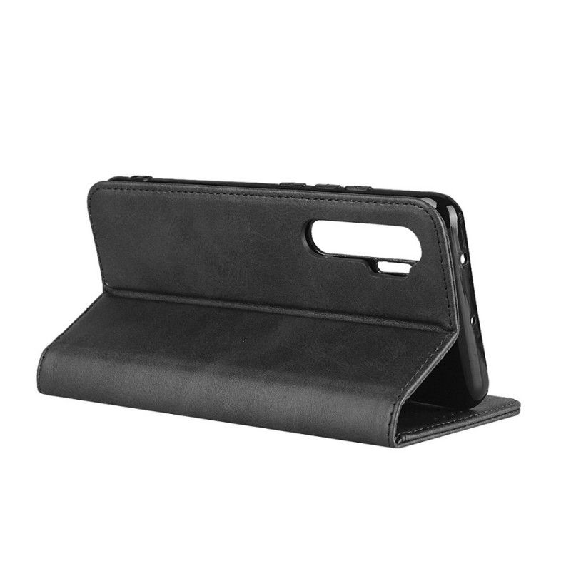 Flip Case Für Xiaomi Mi Note 10 Lite Schwarz Elegantes Spaltleder