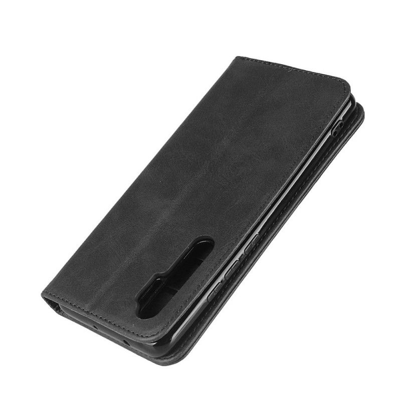 Flip Case Für Xiaomi Mi Note 10 Lite Schwarz Elegantes Spaltleder