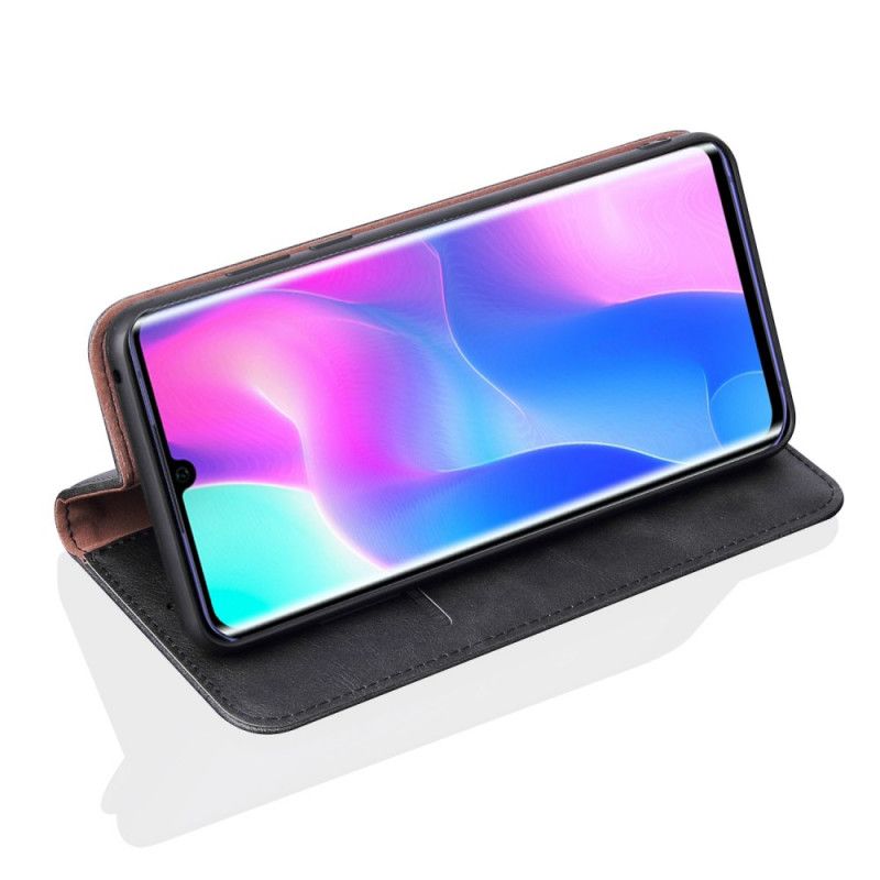 Flip Case Für Xiaomi Mi Note 10 Lite Schwarz Ledereffekt Nähen