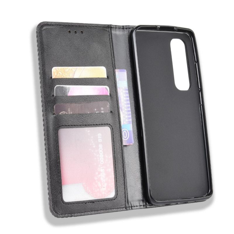 Flip Case Für Xiaomi Mi Note 10 Lite Schwarz Stilisierter Vintage-Ledereffekt