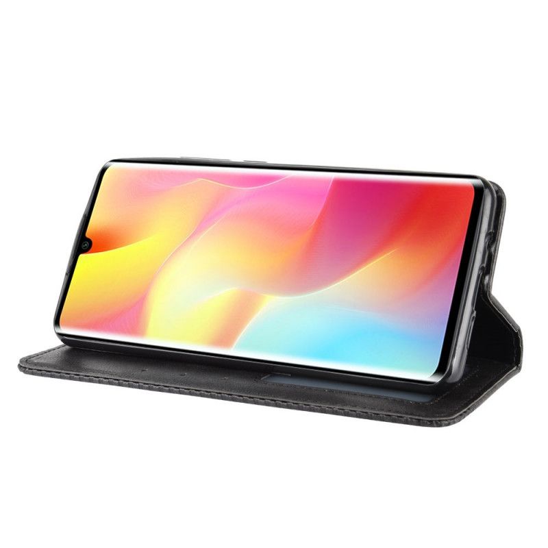 Flip Case Für Xiaomi Mi Note 10 Lite Schwarz Stilisierter Vintage-Ledereffekt