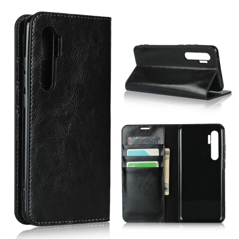 Flip Case Xiaomi Mi Note 10 Lite Schwarz Echtes Leder