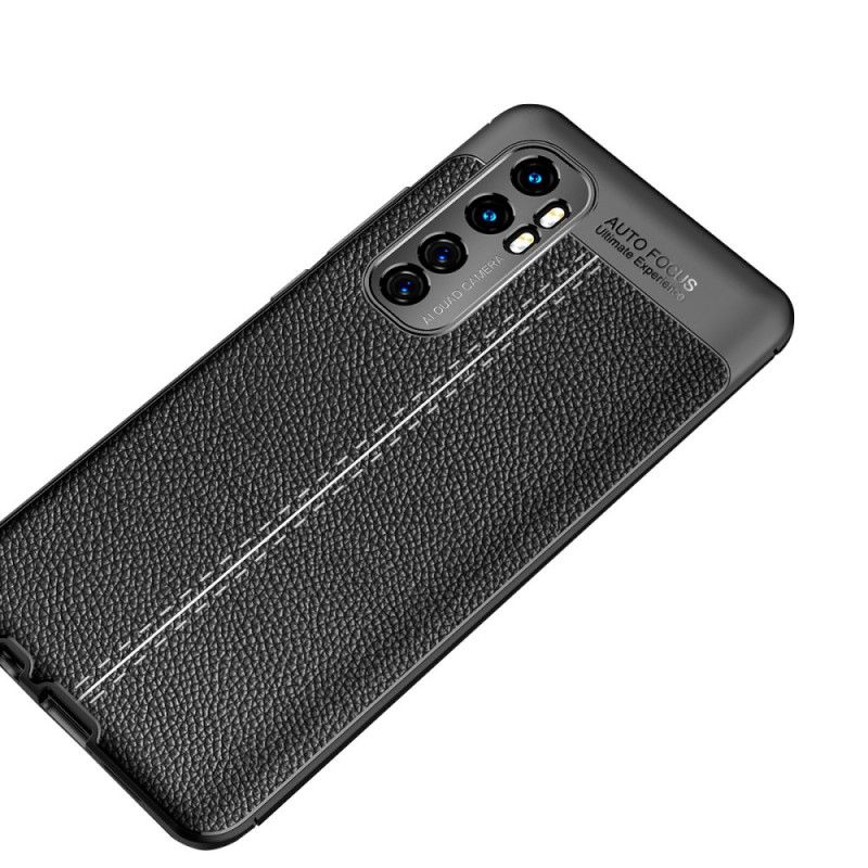 Hülle Für Xiaomi Mi Note 10 Lite Schwarz Doppellinien-Litschileder-Effekt
