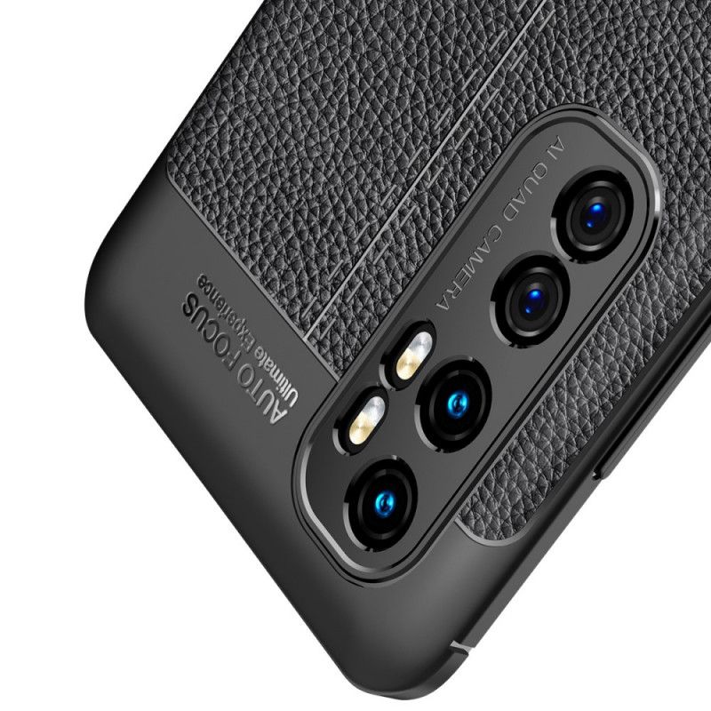 Hülle Für Xiaomi Mi Note 10 Lite Schwarz Doppellinien-Litschileder-Effekt