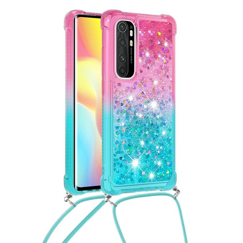 Hülle Xiaomi Mi Note 10 Lite Pink Silikonglitter Und Kordel