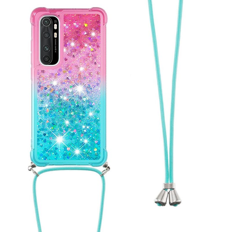 Hülle Xiaomi Mi Note 10 Lite Pink Silikonglitter Und Kordel