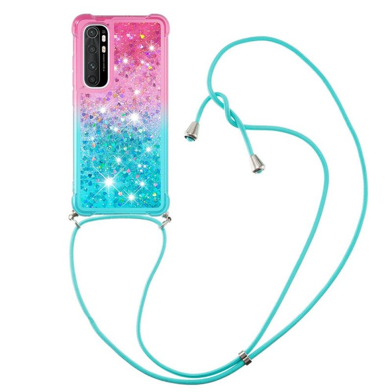 Hülle Xiaomi Mi Note 10 Lite Pink Silikonglitter Und Kordel