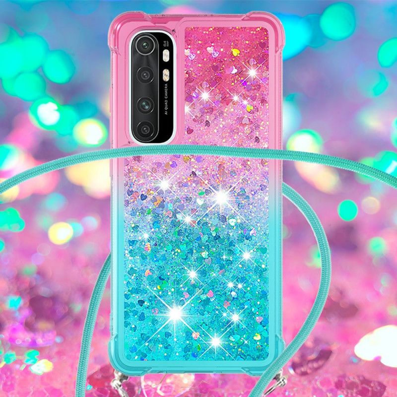 Hülle Xiaomi Mi Note 10 Lite Pink Silikonglitter Und Kordel