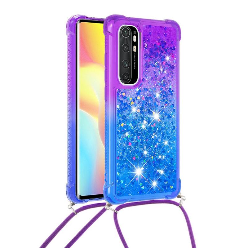 Hülle Xiaomi Mi Note 10 Lite Pink Silikonglitter Und Kordel