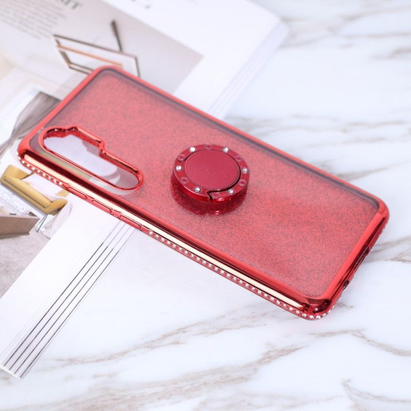 Hülle Xiaomi Mi Note 10 Lite Rot Ringträger Aus Pailletten Und Diamanten