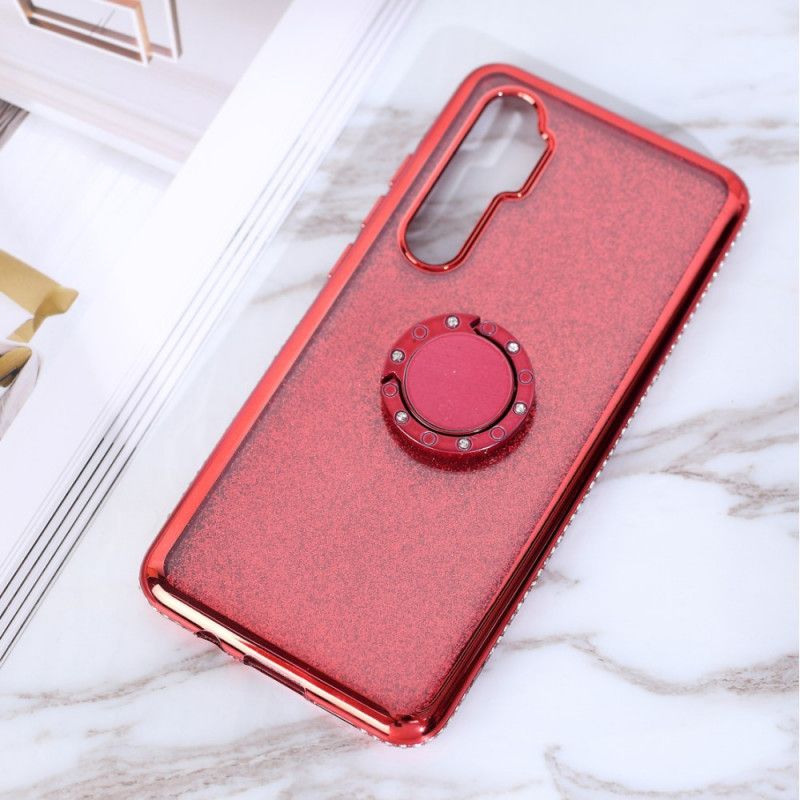 Hülle Xiaomi Mi Note 10 Lite Rot Ringträger Aus Pailletten Und Diamanten