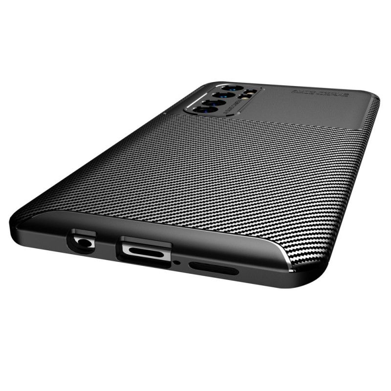 Hülle Xiaomi Mi Note 10 Lite Schwarz Handyhülle Flexible Kohlefasertextur
