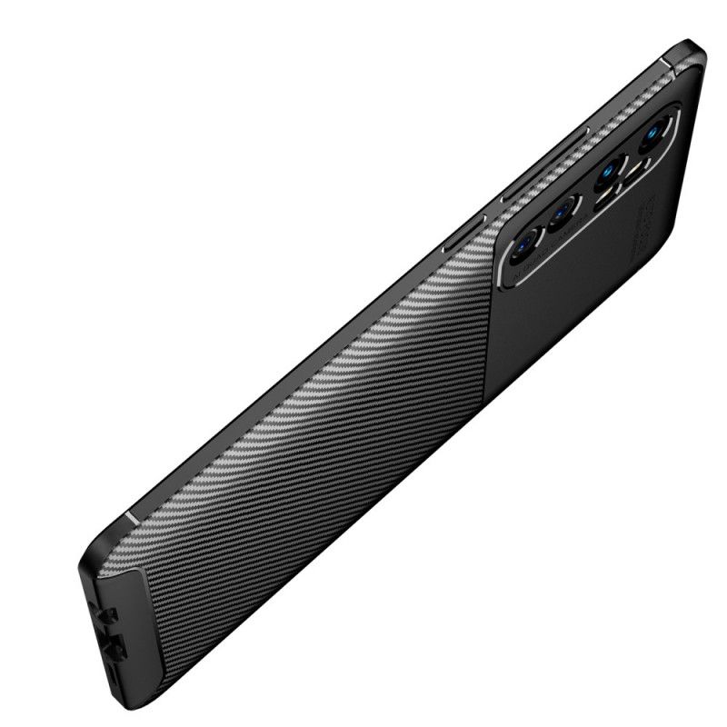 Hülle Xiaomi Mi Note 10 Lite Schwarz Handyhülle Flexible Kohlefasertextur