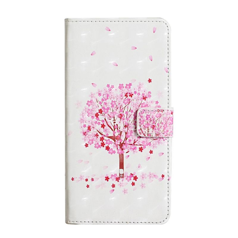 Lederhüllen Für Xiaomi Mi Note 10 Lite Weiß Rosa Pflanze