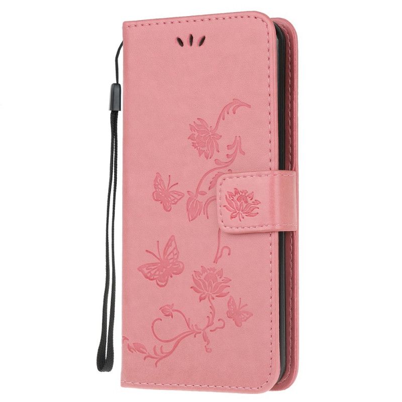 Lederhüllen Xiaomi Mi Note 10 Lite Grau Schmetterlinge Und Blumen Asiens