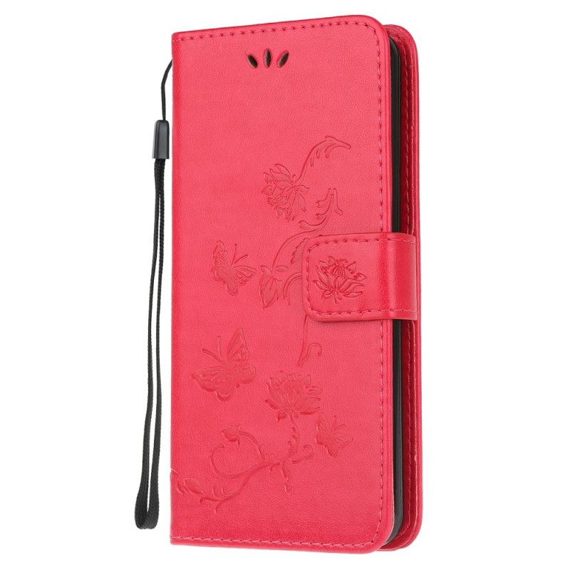 Lederhüllen Xiaomi Mi Note 10 Lite Grau Schmetterlinge Und Blumen Asiens