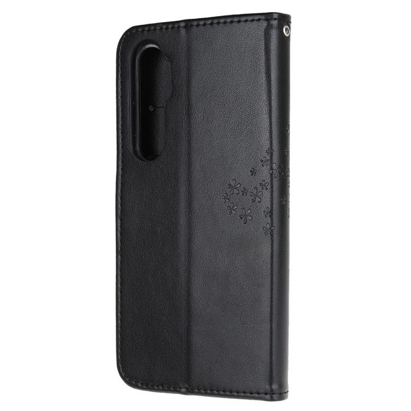 Lederhüllen Xiaomi Mi Note 10 Lite Schwarz Handyhülle Baum- Und Tanga-Eulen