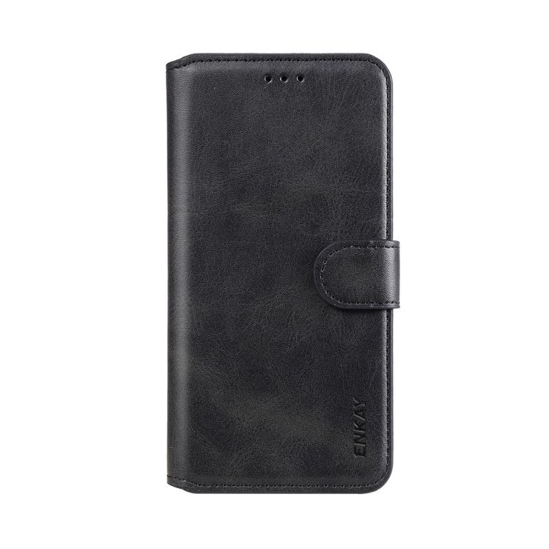 Lederhüllen Xiaomi Mi Note 10 Lite Schwarz Handyhülle Lederimitat Enkay