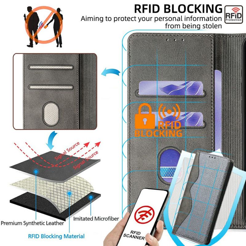 Flip Case Xiaomi Redmi Note 14 5g Rfid-schutz Wellendesign