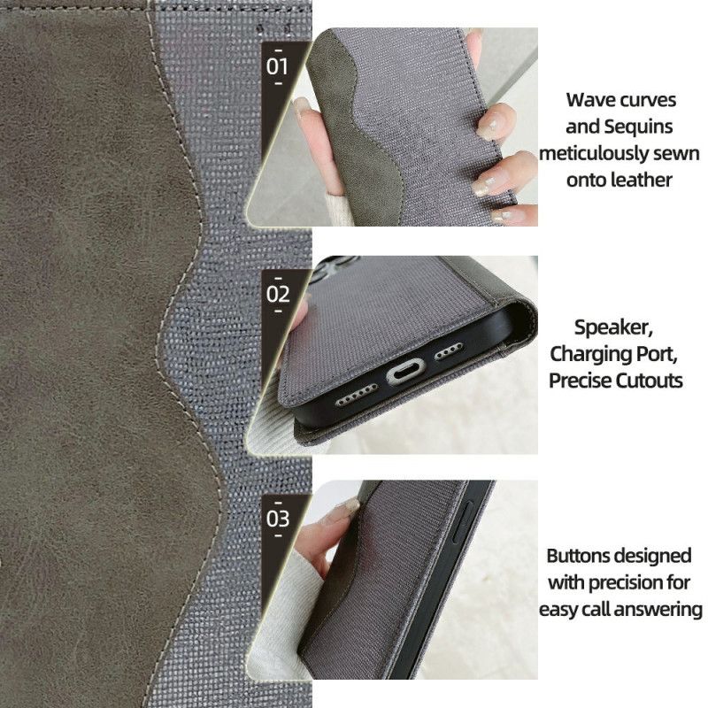 Flip Case Xiaomi Redmi Note 14 5g Rfid-schutz Wellendesign