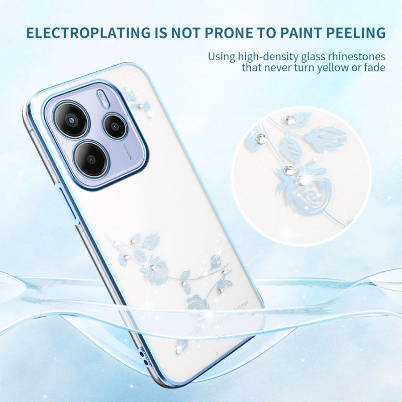 Hülle Für Xiaomi Redmi Note 14 5g Kadem Blumen Und Strasssteine