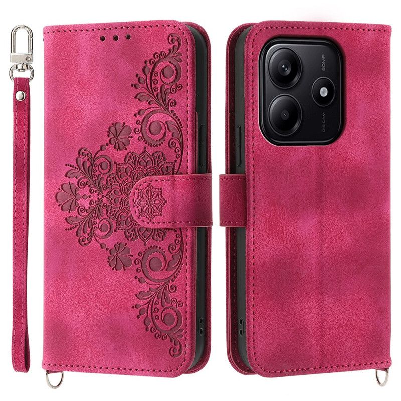 Lederhüllen Für Xiaomi Redmi Note 14 5g Geldbörse Mit Spitzenmuster Riemen Und Schulterriemen