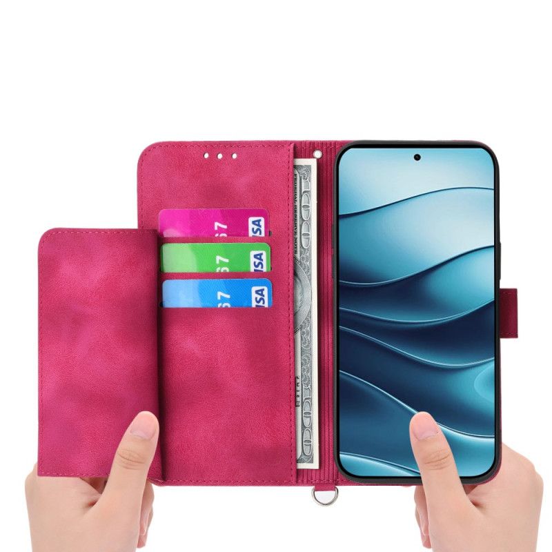 Lederhüllen Für Xiaomi Redmi Note 14 5g Geldbörse Mit Spitzenmuster Riemen Und Schulterriemen