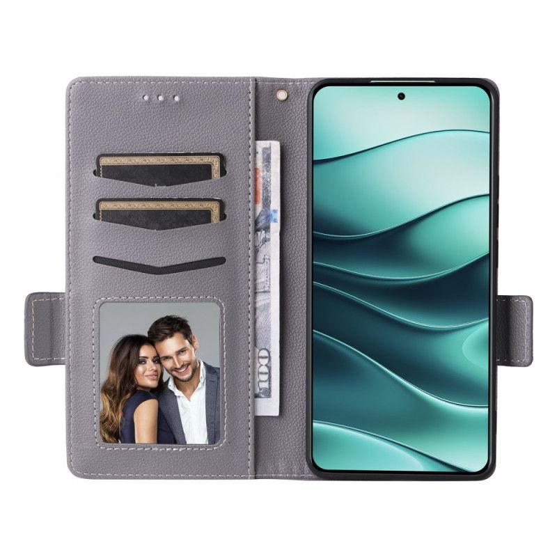 Lederhüllen Für Xiaomi Redmi Note 14 5g Litschi-textur Mit Riemen