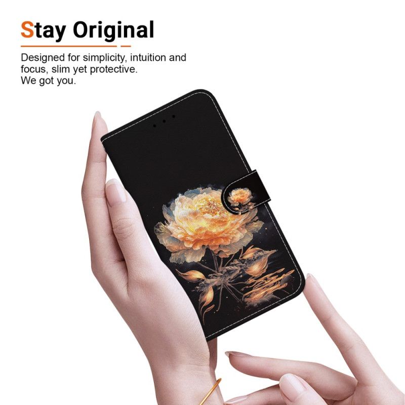 Lederhüllen Xiaomi Redmi Note 14 5g Goldene Pfingstrose