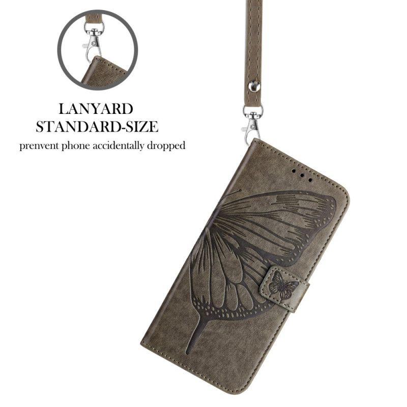 Lederhüllen Xiaomi Redmi Note 14 5g Handyhülle Schmetterlingsdesign Mit Riemen