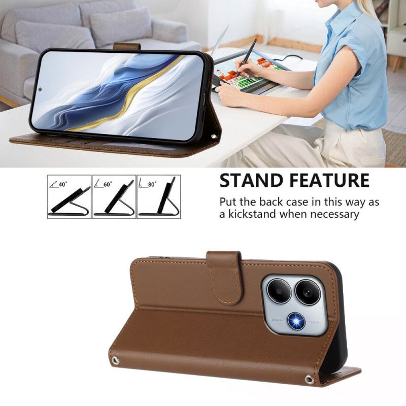 Lederhüllen Xiaomi Redmi Note 14 5g Schlicht Mit Trageband