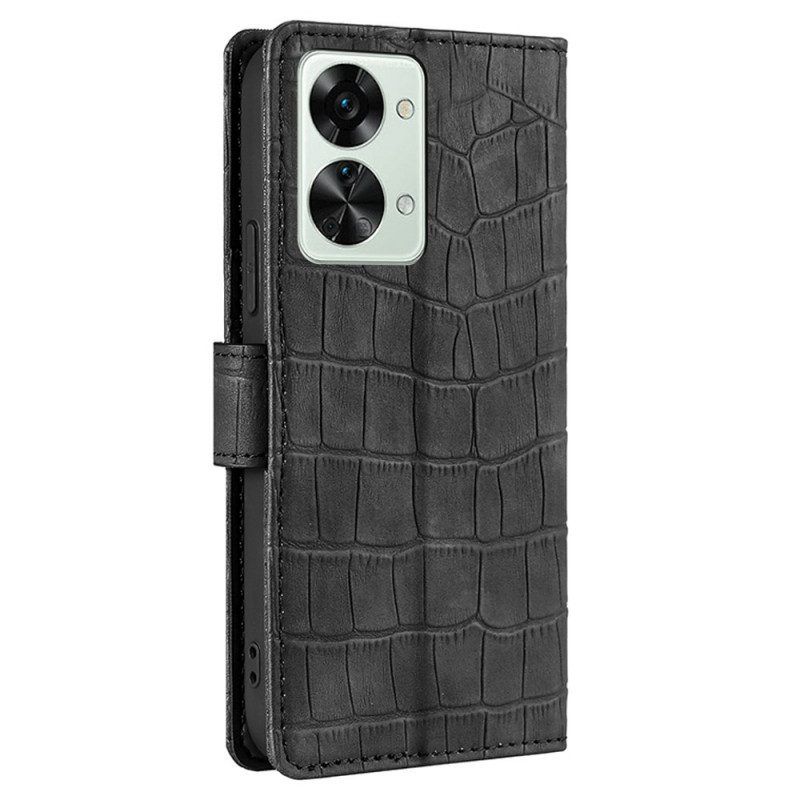 Flip Case Für OnePlus Nord 2T 5G Krokodilleder-stil