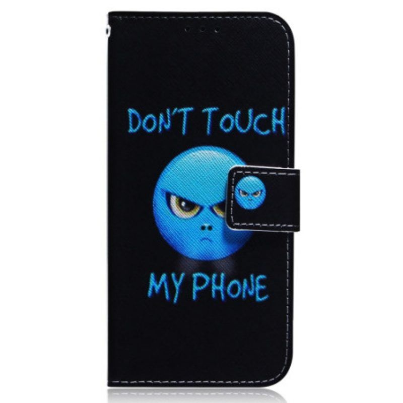 Flip Case Für OnePlus Nord 2T 5G Mit Kordel Emoji Don't Touch My Phone Lanyard